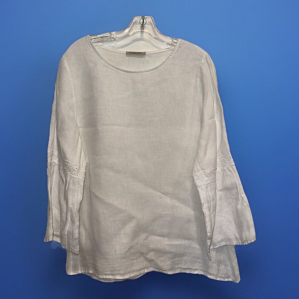 Francesca Bettini Womens 100% Linen Top Size Large Lagenlook Minimalist Italy